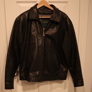 Danier Black Leather Zip Front Leather lined Jacket Men's Medium